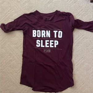 PINK Maroon 'Born to Sleep' quarter sleeve pajama dress